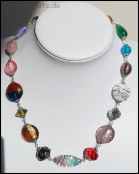 Collier "Bunte Traumglasperlen" - Unikat