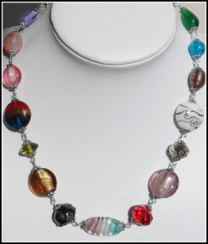 Collier "Bunte Traumglasperlen" - Unikat