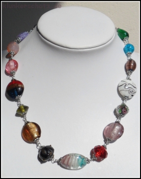 Collier "Bunte Traumglasperlen" - Unikat