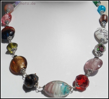 Collier "Bunte Traumglasperlen" - Unikat