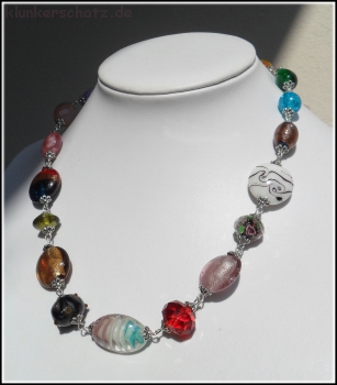 Collier "Bunte Traumglasperlen" - Unikat