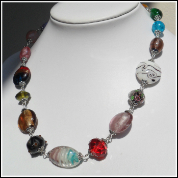Collier "Bunte Traumglasperlen" - Unikat
