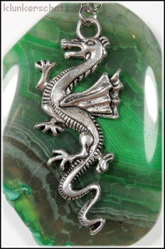 Amulett "Grüner Achat & Drache"