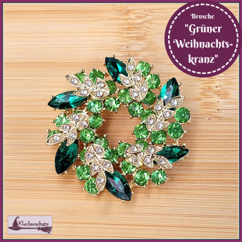 Brosche "Grüner Weihnachtskranz"
