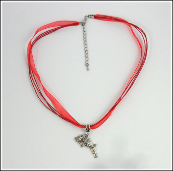 "Gun and Rose" an leutend rotem Halsband