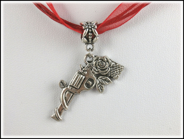 "Gun and Rose" an leutend rotem Halsband