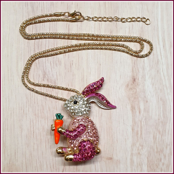 "Hase in Pink" - Halskette & Brosche - 2 in 1