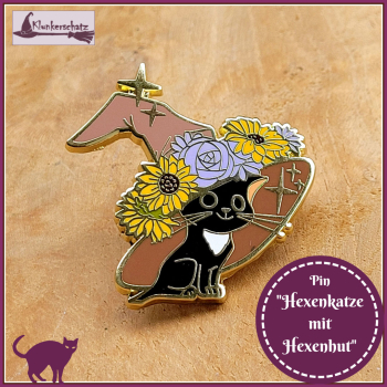Pin "Hexenkatze mit Hexenhut"
