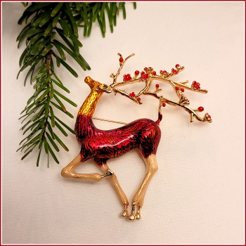 Brosche "Großer, roter Hirsch"