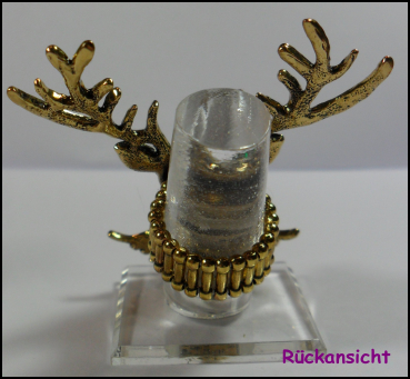 Ring mit Dehnschiene "Hirsch" in Antikgold - riesengroßer Hingucker