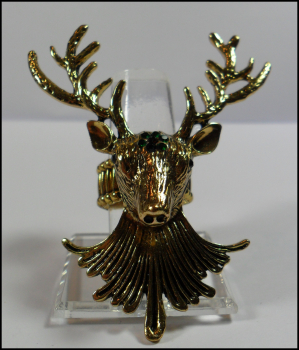 Ring mit Dehnschiene "Hirsch" in Antikgold - riesengroßer Hingucker