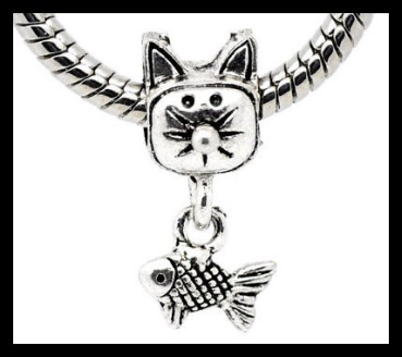 European Bead mit Dangle "Katze & Fisch"