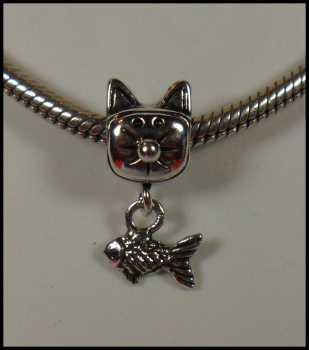European Bead mit Dangle "Katze & Fisch"
