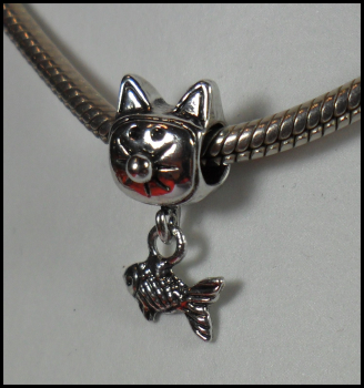 European Bead mit Dangle "Katze & Fisch"