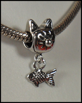 European Bead mit Dangle "Katze & Fisch"
