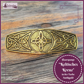 Haarspange "Keltisches Kreuz" in der Farbe Antikgold