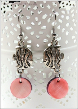 Set aus Bettelarmband und Ohrschmuck - Fische & Perlmutt
