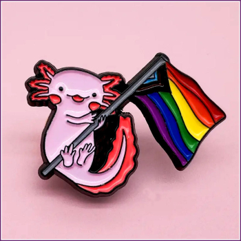 Pin "Axolotl schwenkt die Regenbogenflagge"
