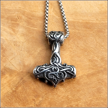 Halskette "Mjölnir, der Hammer des Thor" aus Edelstahl - 60 cm