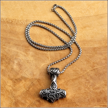 Halskette "Mjölnir, der Hammer des Thor" aus Edelstahl - 60 cm