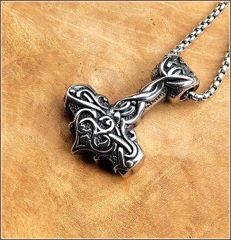 Halskette "Mjölnir, der Hammer des Thor" aus Edelstahl - 60 cm