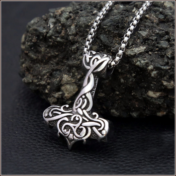 Halskette "Mjölnir, der Hammer des Thor" aus Edelstahl - 60 cm