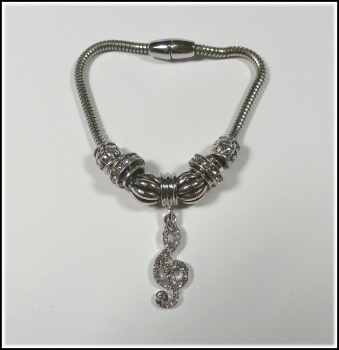 Schlangenarmband mit Notenschlüssel & Magnetverschluss - 19 cm