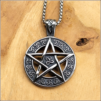 Halskette "Pentagramm" aus Edelstahl - 60 cm