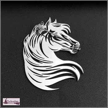 Preview: Brosche „Pferdekopf“ aus Edelstahl