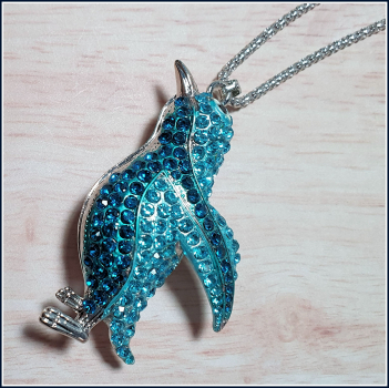 Kette "Pinguin" in Petrol & Türkis - 70 cm