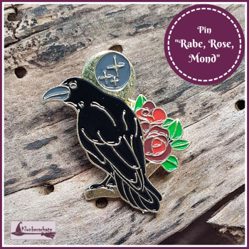 Pin "Rabe, Rose, Mondsichel"
