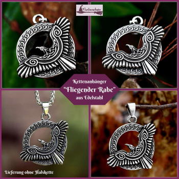 Kettenanhänger „Keltischer Rabe“ aus Edelstahl