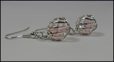 Ohrhänger "Perlen hinter Gittern" - rosa