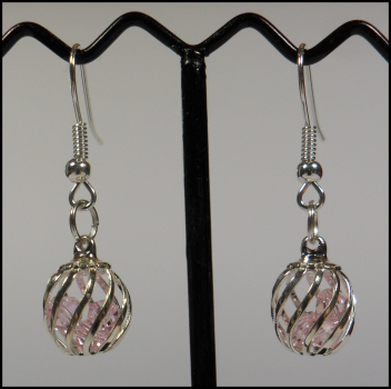Ohrhänger "Perlen hinter Gittern" - rosa