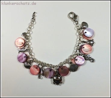 Set aus Bettelarmband und Ohrschmuck - Fische & Perlmutt
