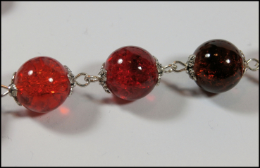 Collier aus Crackle-Perlen in Rot - Orange - Braun