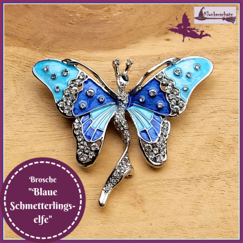 Brosche "Blaue Schmetterlingselfe" - Einzelstück