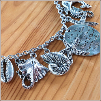 Bettelkette „A shell in your pocket… “– 48,5 cm, plus Verlängerung – Unikat!