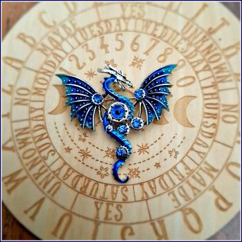 "Blauer Steampunk-Drache" - Brosche und Kettenanhänger - 2 in 1
