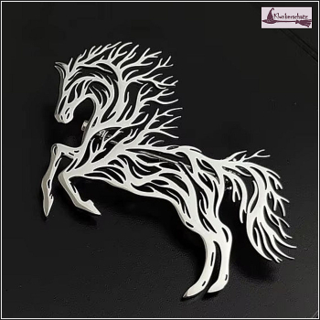 Brosche „Steigendes Pferd“ aus Edelstahl