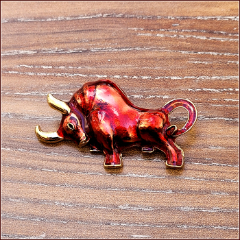 "Roter Stier Felice" - Brosche & Kettenanhänger - 2 in 1