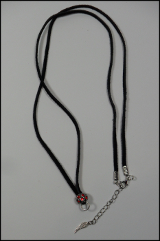 Wechselschmuckkette "Schwarzes Wildleder & roter Strass" - 78 cm