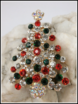 "Strahlender Weihnachtsbaum" - Brosche