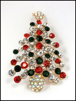 "Strahlender Weihnachtsbaum" - Brosche