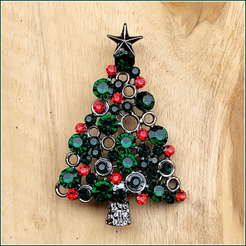 Brosche "Funkelnder Weihnachtsbaum"