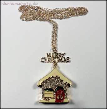 Lange Halskette "Weihnachtshaus"