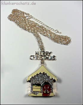 Lange Halskette "Weihnachtshaus"