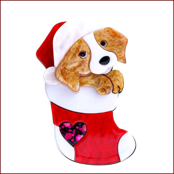Brosche „Weihnachtshund“ aus Acryl