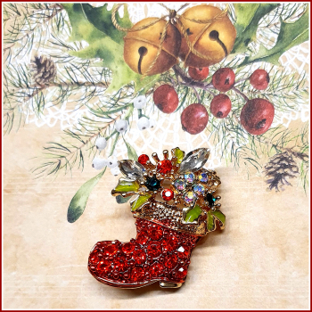 Brosche "Nikolaus- oder Weihnachtsstiefel"