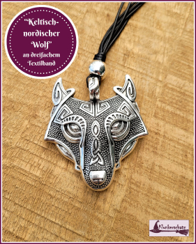 "Keltisch-nordischer Wolf" am dreifachen Textilband